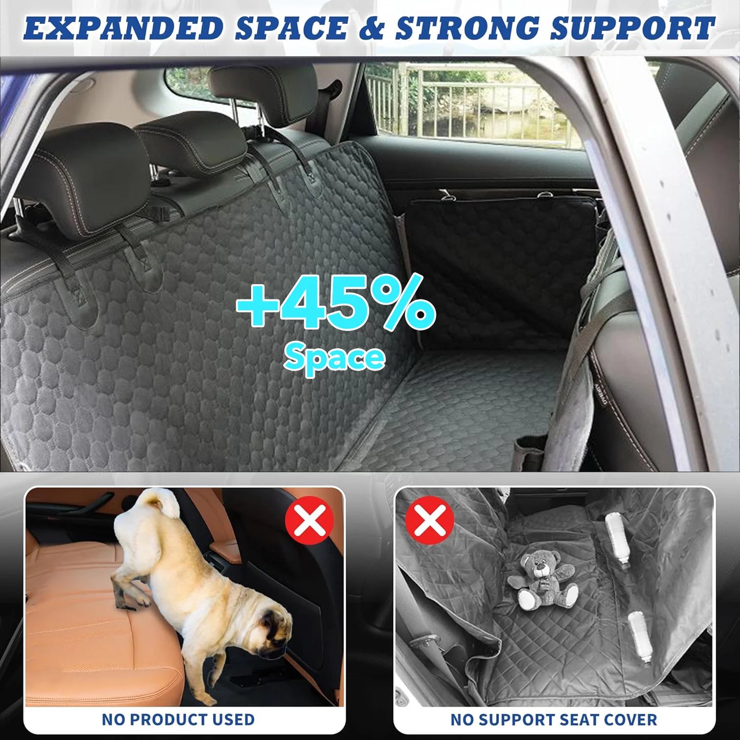 Waterproof Dog Car Seat Cover – Hammock with Mesh Window & Side Flaps
