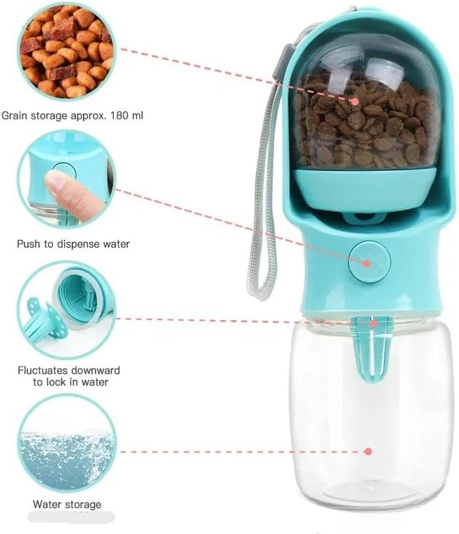 Botella de agua y comedero 2 en 1 para perros: hidratación portátil para paseos, caminatas y viajes