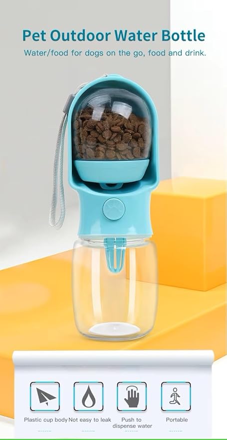 Botella de agua y comedero 2 en 1 para perros: hidratación portátil para paseos, caminatas y viajes