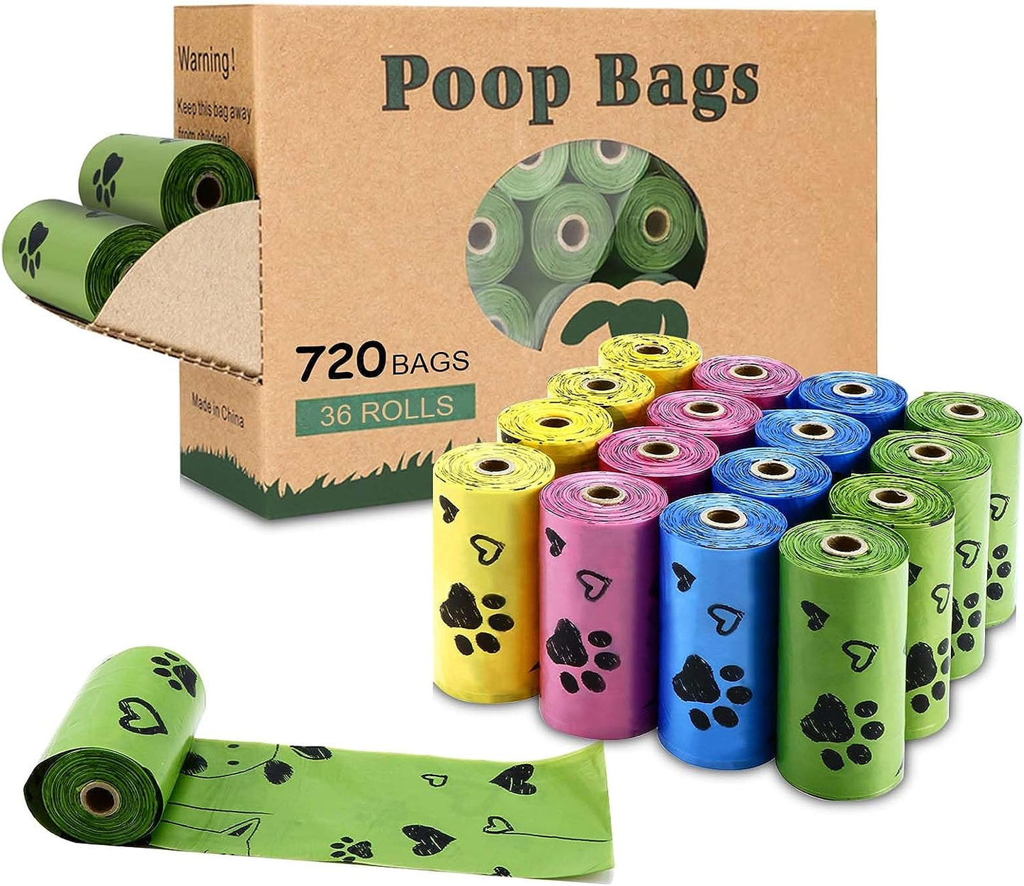 Biodegradable Dog Poop Bags - 720 Extra-Thick, Leak-Proof Bags + Dispenser (Scented)