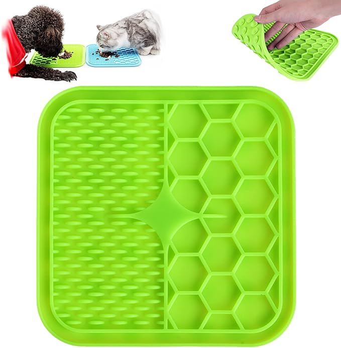 Alfombrilla para lamer con ventosas para perros: comedero lento para perros y gatos que alivia la ansiedad, ideal para mantequilla de cacahuete, dispensar premios, acicalar, bañar y entrenar (pequeña, azul)