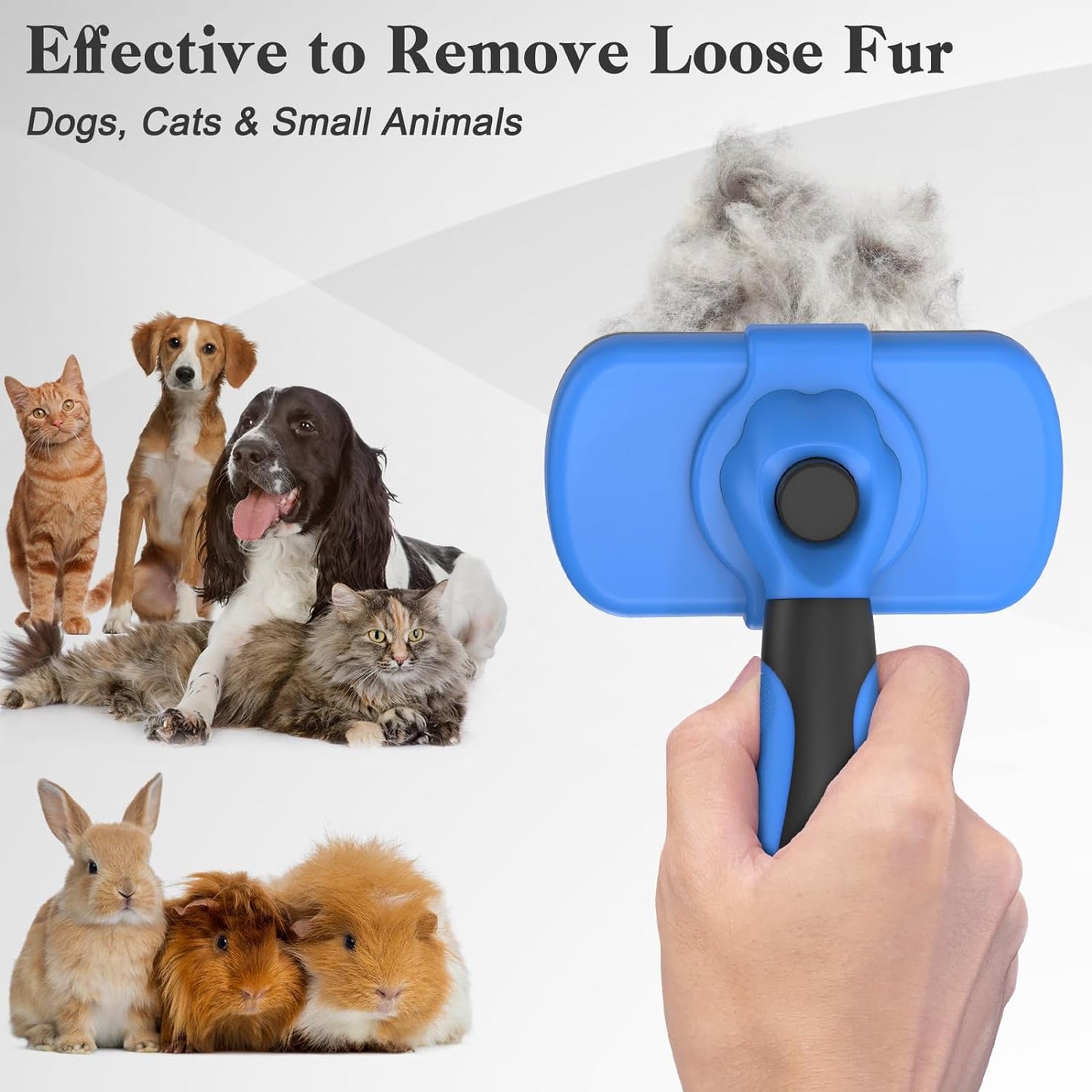 Self-Cleaning Slicker Brush – Gentle Deshedding & Grooming Tool for Dogs & Cats – Ideal for Shedding & All Coat Types – Blue