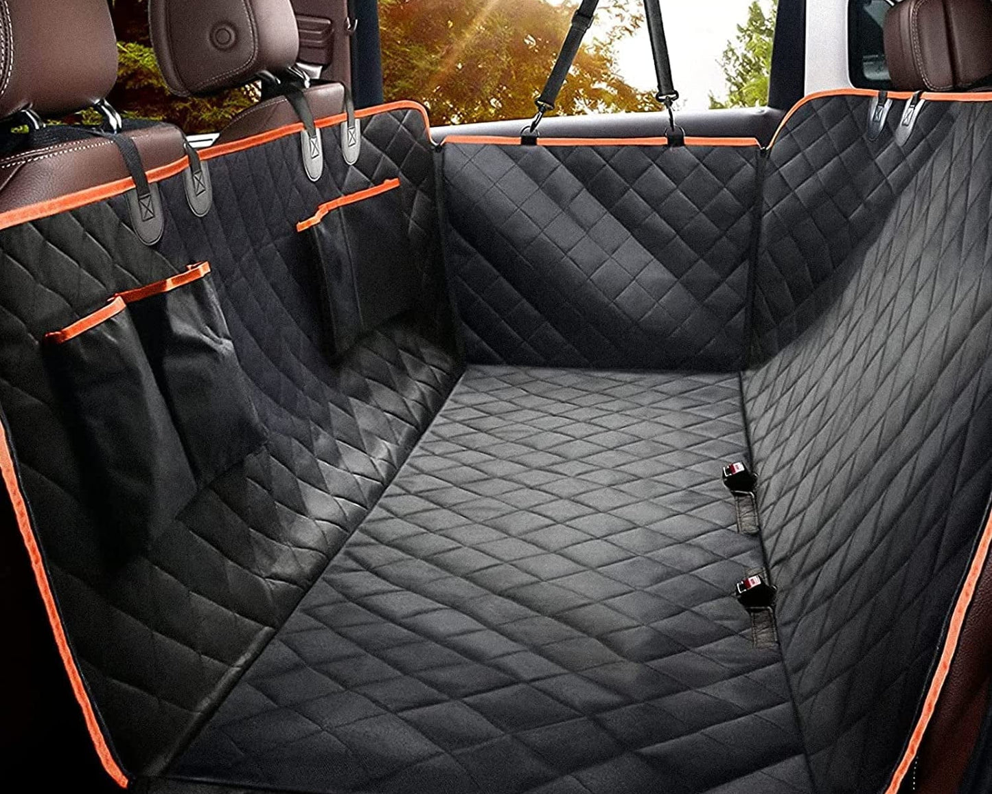 Waterproof Dog Car Seat Cover – Hammock with Mesh Window & Side Flaps