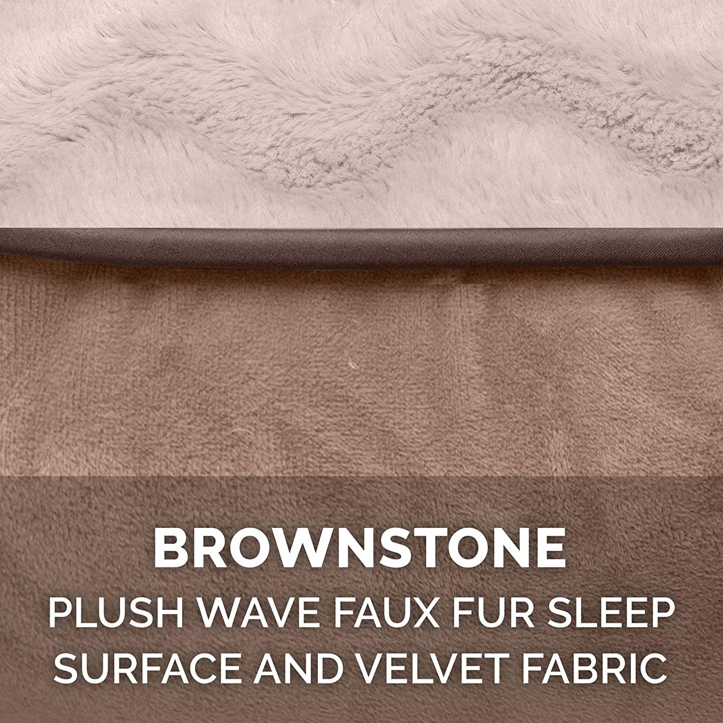 Brownstone plush and velvet waves replacement dog bed cover in sofa-style design, machine washable, fits 36x27x3 inch foam inserts for large dogs