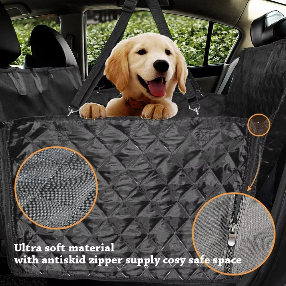 Waterproof Dog Car Seat Cover – Hammock with Mesh Window & Side Flaps