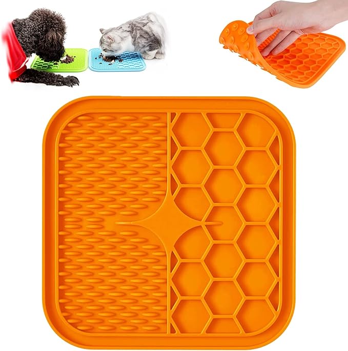 Alfombrilla para lamer con ventosas para perros: comedero lento para perros y gatos que alivia la ansiedad, ideal para mantequilla de cacahuete, dispensar premios, acicalar, bañar y entrenar (pequeña, azul)