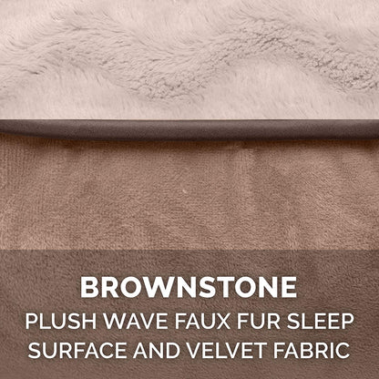 Brownstone plush and velvet waves replacement dog bed cover in sofa-style design, machine washable, fits 36x27x3 inch foam inserts for large dogs