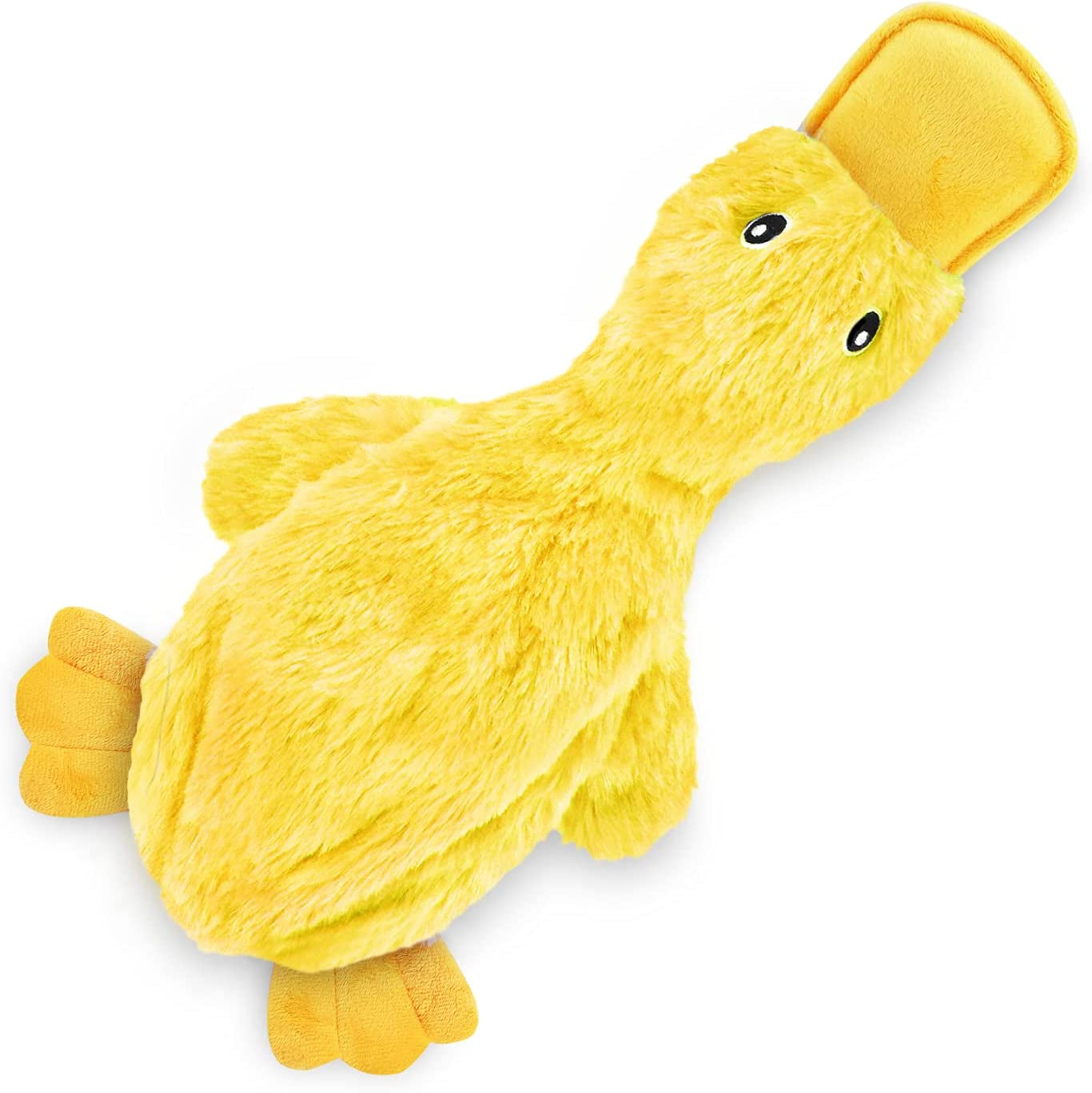 Crinkle Dog Toy for Small, Medium & Large Breeds - No Stuffing Plush Duck with Soft Squeaker, Fun Chew Toy for Indoor Puppies & Senior Dogs - Mess-Free Yellow Toy